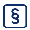 Symbol eines Paragrafen in einem Quadrat – steht für rechtliche Informationen.