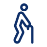 Symbol: Person mit Gehstock – steht für Senior oder Rente.