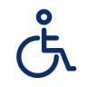 Symbol: Rollstuhlfahrer – steht für Barrierefreiheit oder Behinderung.