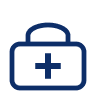 Symbol: Erste-Hilfe-Koffer – steht für Unfallversicherung oder Notfallhilfe.